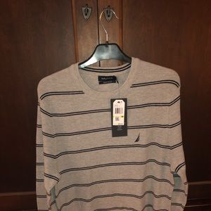 Nautica grey and blue striped sweater